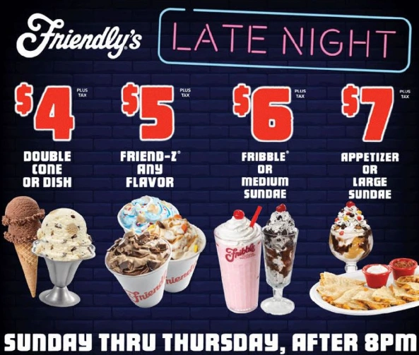 Friendly's Late Night Menu